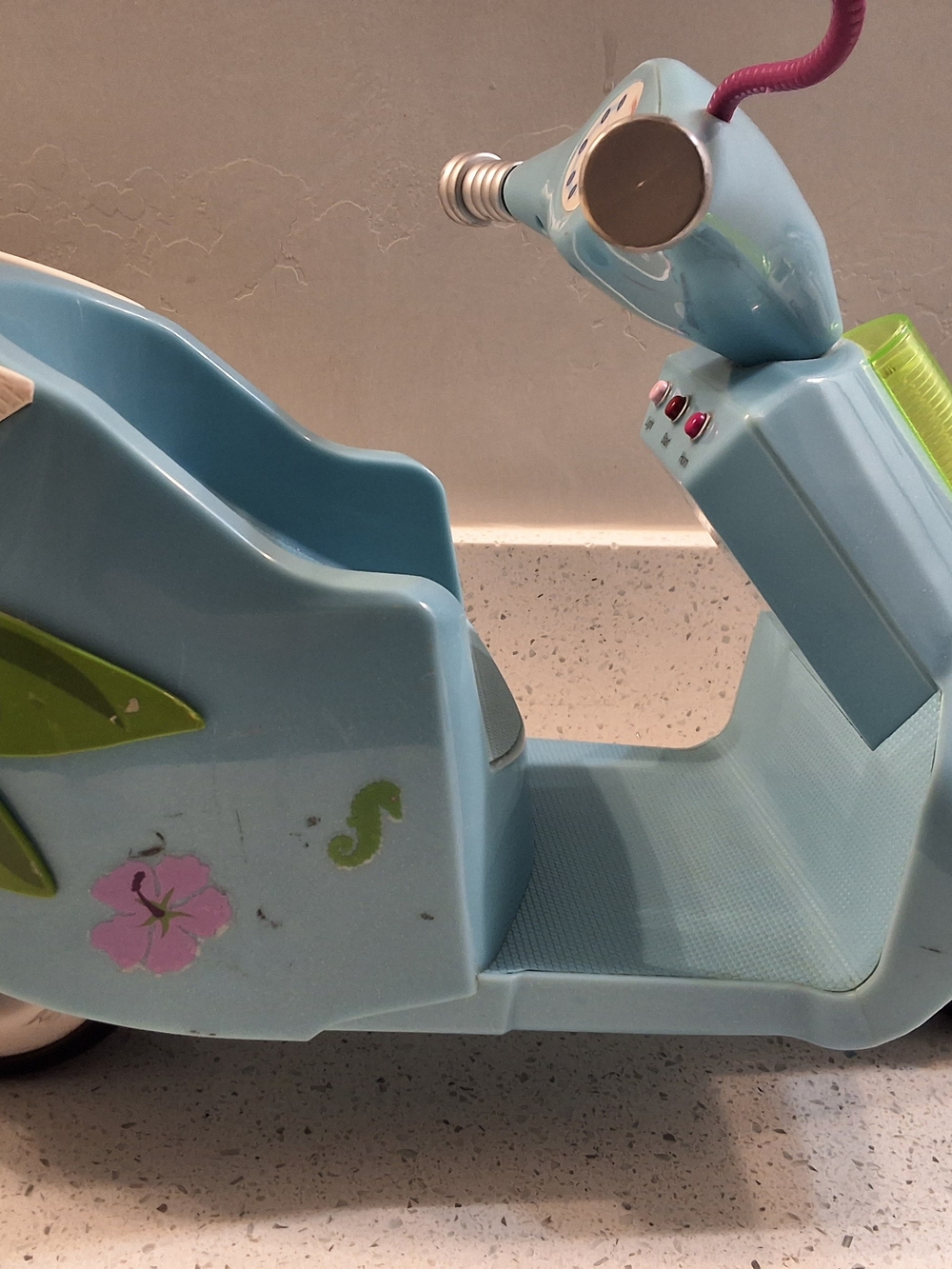 American Girl Light Blue Ride-On Scooter with Pink Floral Decal